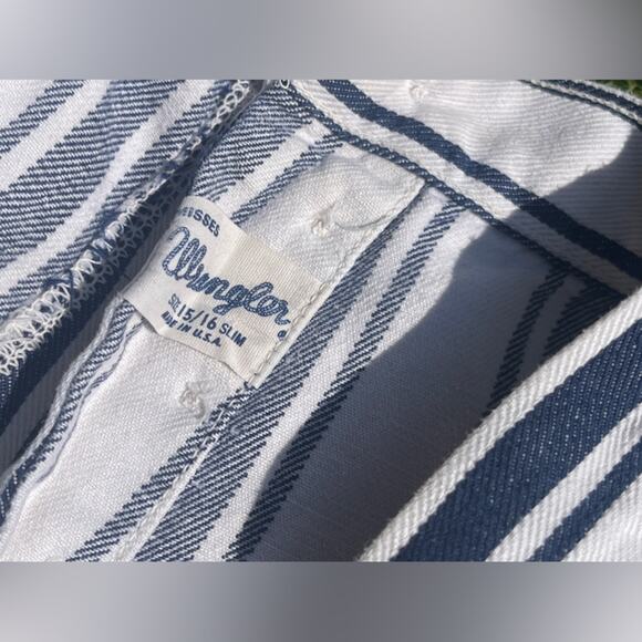 60s Vintage Wrangler Misses Striped Button Fly Jeans - Picture 8 of 13